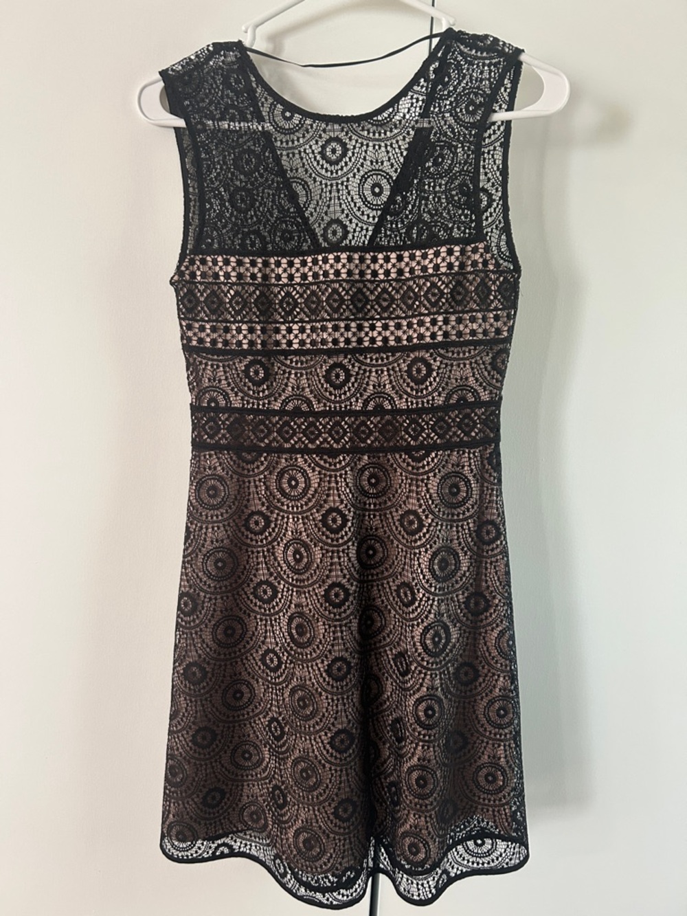 Zara Black Lace Mini Dress with Nude Lining